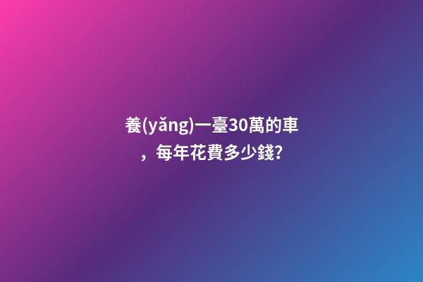 養(yǎng)一臺30萬的車，每年花費多少錢？